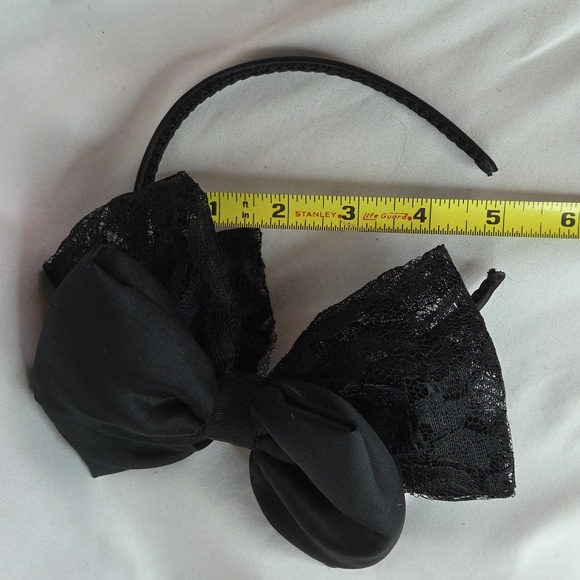Big Black Bow Headband Gothic Lolita Silky Lace Hair Accessory - Picture 5 of 10